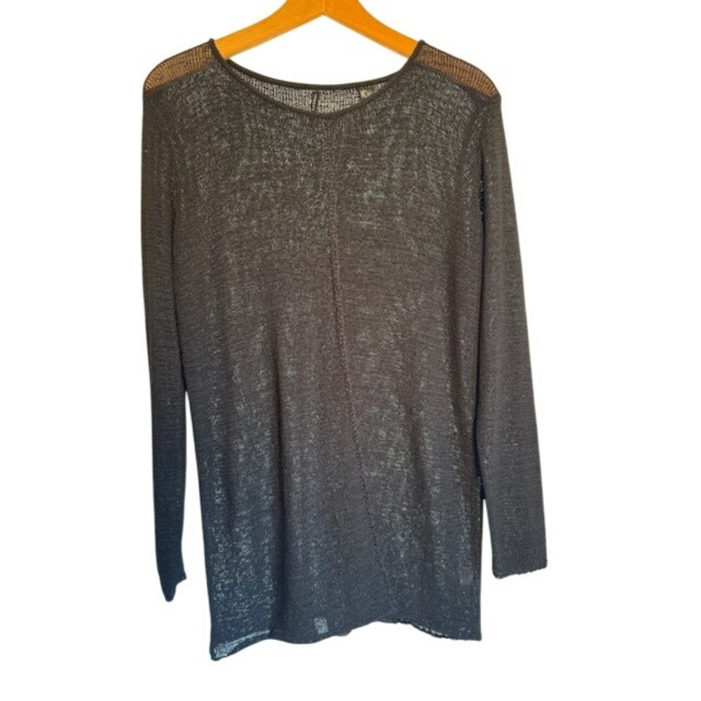 ISDA & CO Black Sheer Knit Long Sleeve Top Women's M